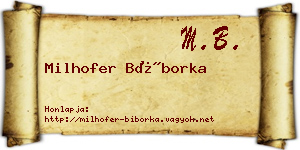 Milhofer Bíborka névjegykártya